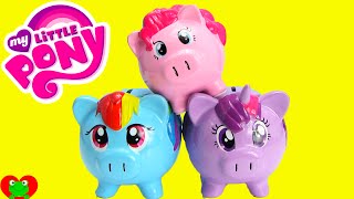 My Little Pony Piggy Banks with Shopkins Twilight Pinkie Pie and More [upl. by Yesllek742]