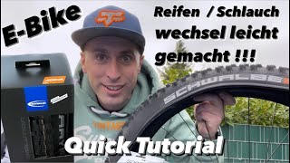 E Bike Reifen  Schlauch Wechsel leicht gemacht Quick Tutorial MTB  EMTB Hilfe beim Reifenwechsel [upl. by Acirea932]