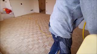 sanding and finishing parquet flooring [upl. by Tupler]