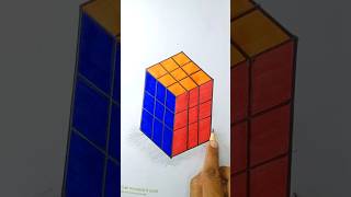 Very Easy Rubixs Cube 3d painting 🖌️🎨 step by step Tutorial [upl. by Zumstein]