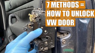 7 ways to open  unlock front amp rear door lock stuck in lock position doesnt open VW Golf 4 Polo [upl. by Nomyar419]