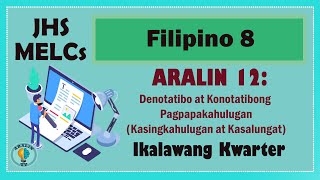 Filipino8Aralin 12Denotatibo at Konotatibong Pagpapakahulugan Kasingkahulugan at Kasalungat MELCs [upl. by Eldwen]