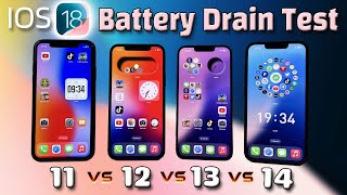 IOS 18 iPhone 11 vs 12 vs 13 vs 14 Battery Drain Life Test  PUBG  TikTok  YouTube 2024 [upl. by Algie]