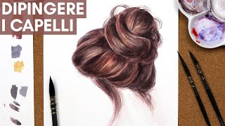 Tutorial Acquerello  Come dipingere i capelli con gli acquerelli [upl. by Etnovert333]