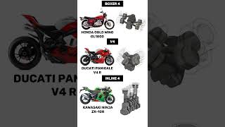 Boxer 4 vs V4 vs Inline 4 Engine Animations amp Sounds [upl. by Jegar]