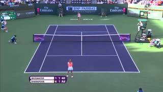 HD Maria Sharapova vs Yanina Wickmayer Amazing Point Indian Wells 2015 [upl. by Mcwherter]