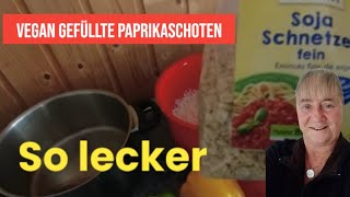 Paprikaschoten  vegan  Gefüllt  Eier Reis  gleiche Zutaten  Soja geschnetzeltes  rezepte [upl. by Rollet959]