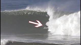 Surfers attempt to outrun HUGE waves [upl. by Eanil]