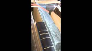 Gold tooling a line on the spine of a book [upl. by Millford]