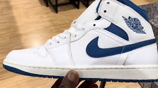 Quick Look At The Air Jordan 1 Mid White Industrial Blue Available now under retail [upl. by Goldi]