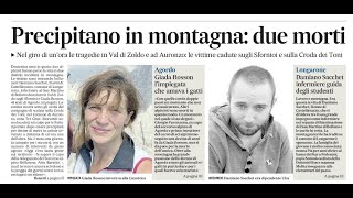 Le tragedie ad Auronzo e in Val di Zoldo perdono la vita in montagna due giovani Giada e Damiano [upl. by Eon]