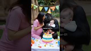 Gorilla birthday 🎉🎂 funny bgm bgmland sorts ytshorts trending video [upl. by Enimrej330]