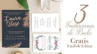 3 invitaciones de boda GRATIS  Fácil de editar [upl. by Gudrun]