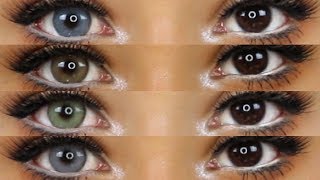 DESIO COLOR CONTACTS ATTITUDE COLLECTION  All 4 shades on dark eyes [upl. by Ailuig]