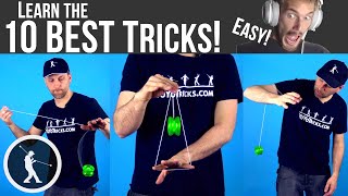 Learn 10 AWESOME Easy Beginner Yoyo Tricks by PewDiePie [upl. by Anyrak]