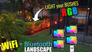 Landscape Lighting your Bushes  RGB Lighting  Smart WiFi LED Landscape Lights  USTELLAR Lighting [upl. by Tonina778]