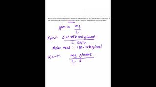 Conversion from Molarity to ppm for a dilute solution [upl. by Edin915]