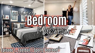 NEW DIY BEDROOM MAKEOVER ON A BUDGET episode 1  Teen Football Bedroom Makeover Ideas 2022 [upl. by Arrad290]