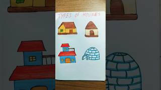 Different types of houses drawing for school project  How to draw different types of houses drawing [upl. by Latimer]