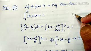 Solved examples on probability density functionlecture31m3 [upl. by Retsbew]