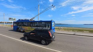 Trolleybus ride in Irkutsk along the hydroelectric dam in summer Happy life in Siberia [upl. by Ayihsa]