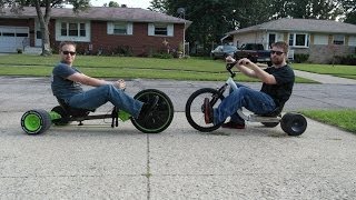 Huffy Green Machine versus Huffy Slider 3 Rounds of Big Wheel Racing [upl. by Yale]