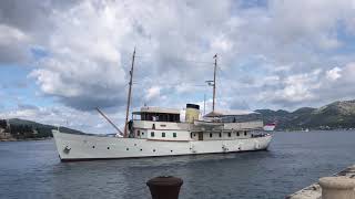 Yacht “Blue Bird of 38” departing Korcula port [upl. by Sommers861]