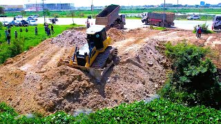 WOW Amazing Activity Skills Operator Powerful Shantui Dozer Dump Truck Moving Dirt Pushing Soi [upl. by Drew]