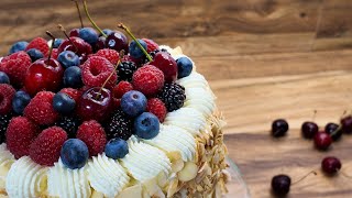 🍒Recette Layer cake fruits rouge Chantilly Mascarpone gâteau baking recipe yummy yummyrecipe [upl. by See]