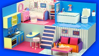 DIY Miniature cardboard Dollhouse and furniture with measurements [upl. by Erme]