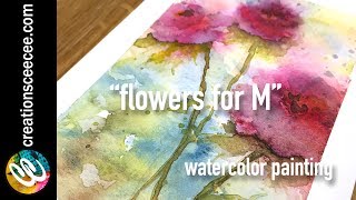 watercolor painting flowers for M [upl. by Airretnahs]