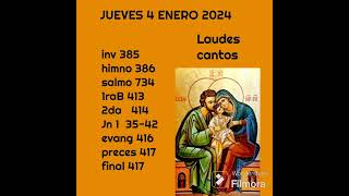 laudes con cantos Para el jueves 4 de enero del 2024 [upl. by Aurelius117]