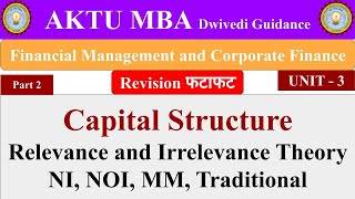 9 Financial Management and Corporate Finance unit 3 Relevance and Irrelevance Theory capital [upl. by Trebled603]