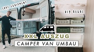 CAMPER VAN AUSBAU  XXL Heckauszug im Kastenwagen  DIY Regal für mehr Stauraum  EASY ALEX [upl. by Ma830]