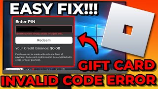 How To Fix Unexpected Error Or Invalid Code For Redeeming Gift Card For Roblox 2024 [upl. by Weatherby]