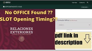 Mexico Visa Appointment Slot booking  No Office Found issue Slot opening timing and tricks [upl. by Ssur]