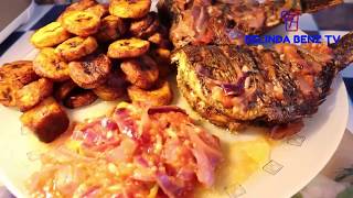 RECETTE DE POISSON GRILLÉ ET BANANE PLANTAIN ALLOKO la cuisine de mère Mo [upl. by Atokad]