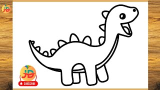 How to draw a dinosaur 🦖  Dinosaur drawing very simple [upl. by Aitropal542]