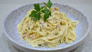 Easy Cheesy Creamy Spaghetti Carbonara NonTraditional [upl. by Astrahan]