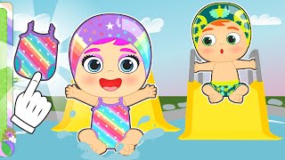 BABIES ALEX AND LILY 🩱💦 The slide swim pool [upl. by Pembroke]