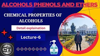 Chemical properties of alcohols aciditythionyl chloride reactionphosphorus halide reaction Lec6 [upl. by Skricki]