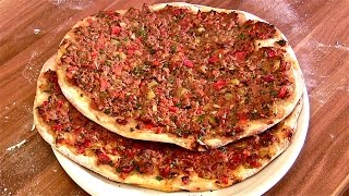 Lahmacun RezeptLahmacun selber machenTürkische PizzaTeigBelag selber machen [upl. by Airotal]