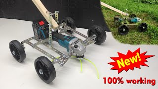 Grass Cutter machine DIY  latest lawn mower using angle grinderGrass Cutter battery angle grinder [upl. by Asilanna]