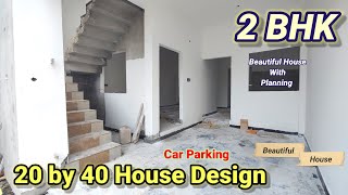 20 × 40 house plan with car parking  20 by 40 house plan 2bhk  20 × 40 2bhk house plan [upl. by Lowrance193]