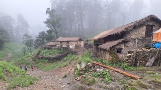 Rural Life in The Nepali Mountains in Nepal  How people Live in Nepal with Rainy Time [upl. by Sakmar]