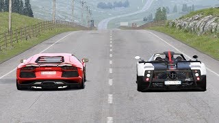 Pagani Zonda Cinque Roadster vs Lamborghini Aventador at Highlands  Assetto Corsa [upl. by Inoue]