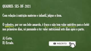 Questão de Nutrição QUADRIX SES DF 2021 [upl. by Shabbir]