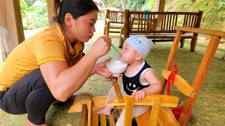 Together with my son I picked green vegetables to sell and cooked porridge for my son to eat [upl. by Coit]