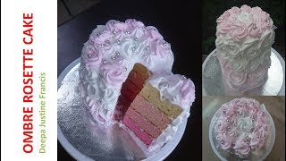 OMBRE ROSETTE CAKE ഓംബ്രെ റോസറ്റ് കേക്ക് കുക്കറിൽ ഒരുഗ്രൻ കേക്ക് [upl. by Ogg]