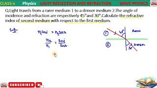 Light travel from a rarer medium 1to a denser medium 2The angle of incidence and refraction are re [upl. by Yendyc545]